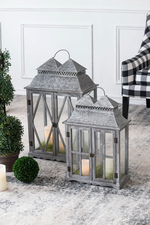 Silver Scape Lanterns Set of 2