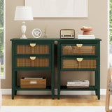 2 Drawer Side table, Naturel Rattan, End table, Suitable for bedroom