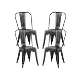 Set of 4 Matte Black Industrial Metal Dining Chairs 18" Seat