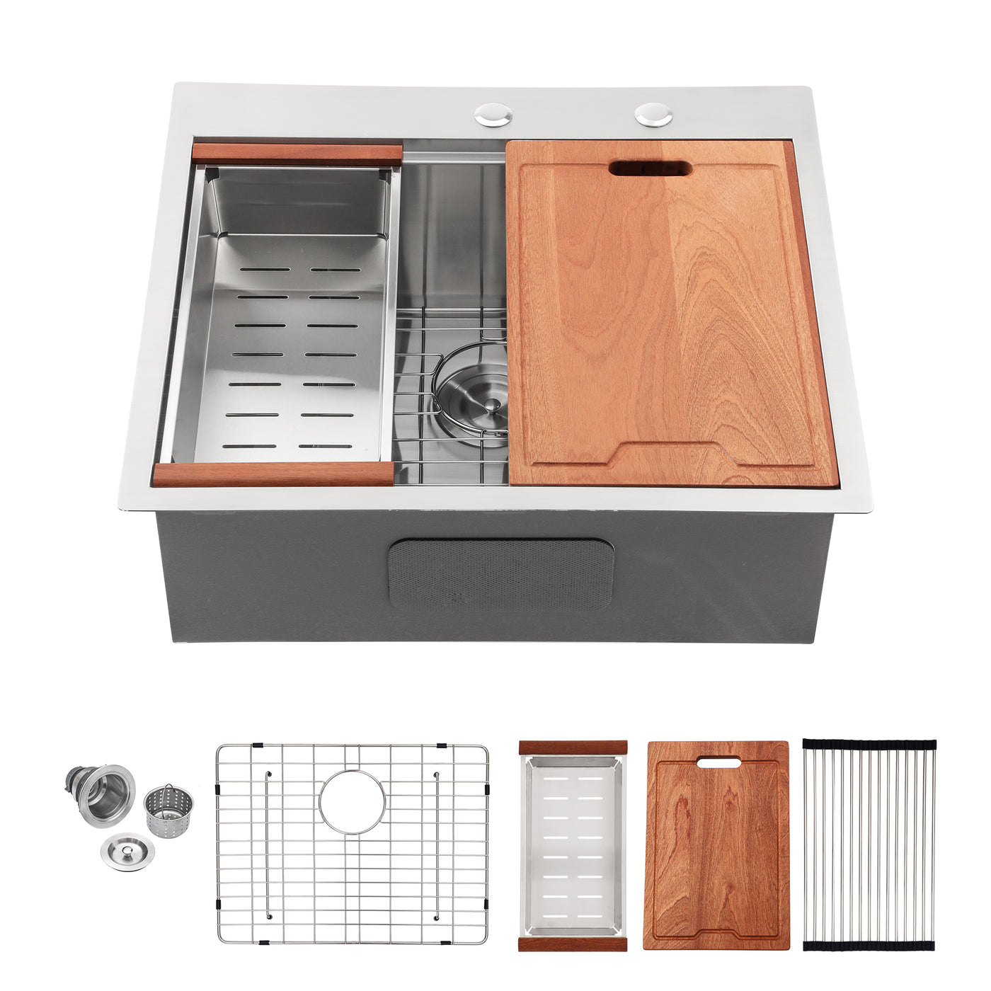 Brushed Nickel 28" Stainless Steel Drop-in Kitchen Sink 16 Gauge