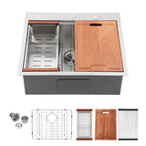 Brushed Nickel 28" Stainless Steel Drop-in Kitchen Sink 16 Gauge