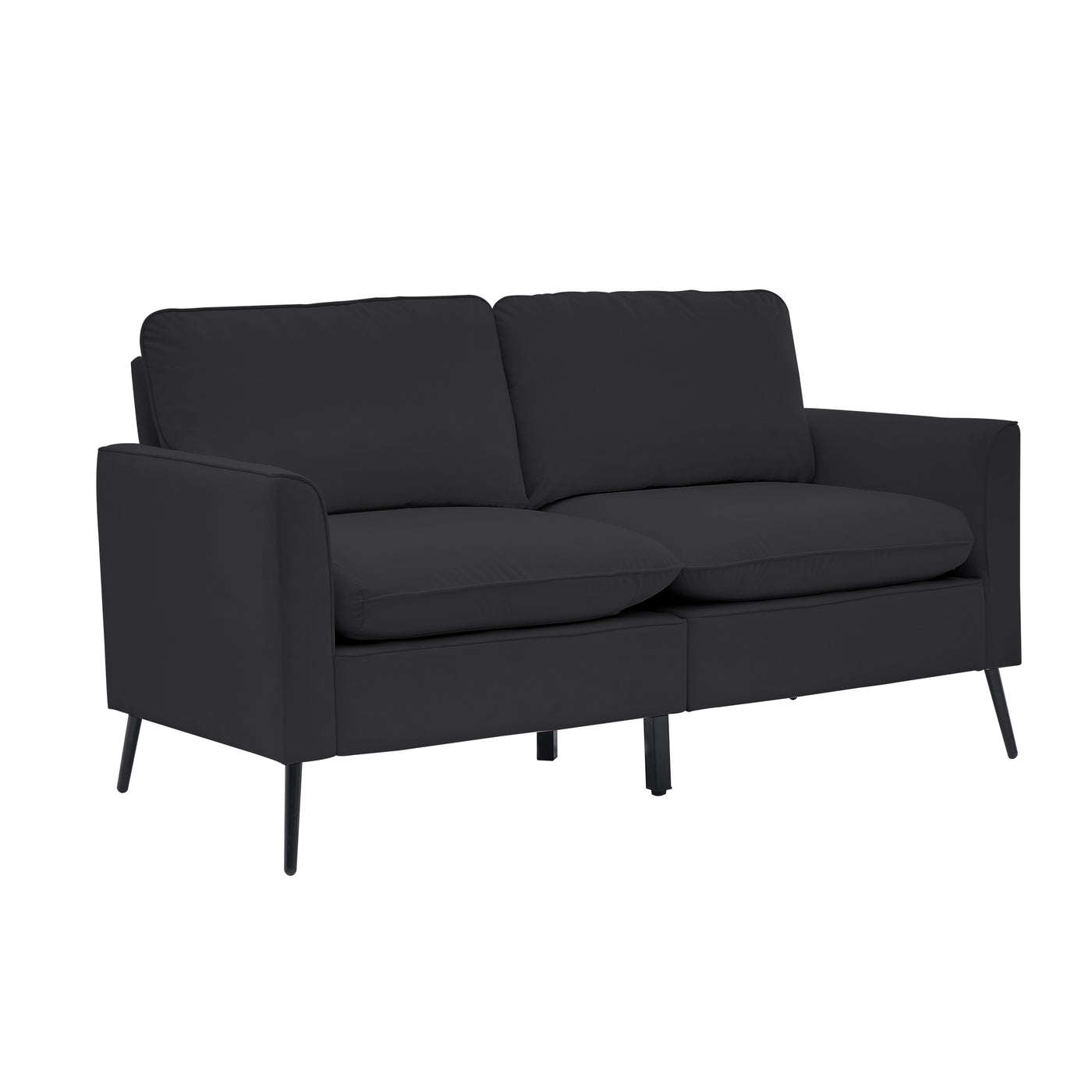 TS Nordic Black Leather Sofa Loveseat Chair 2-Pack Set