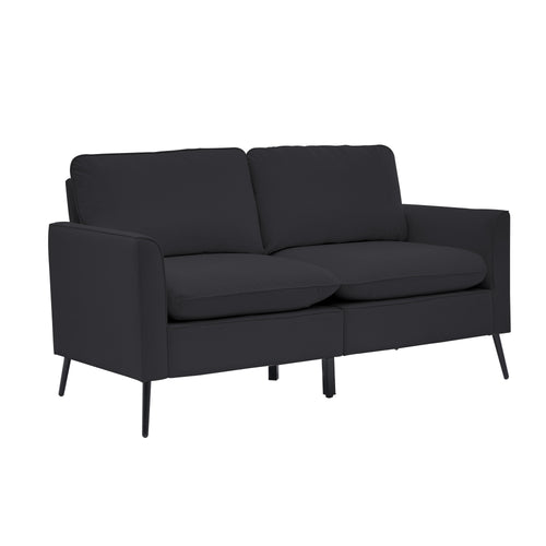 TS Nordic Black Leather Sofa Loveseat Chair 2-Pack Set