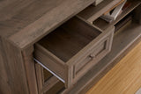 TV Stand Farmhouse Fireplace Gray MDF Roman Column LED Fits 80 In TV