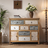 Vintage Wooden Storage Chest 7 Drawer 2 Cabinet Farmhouse