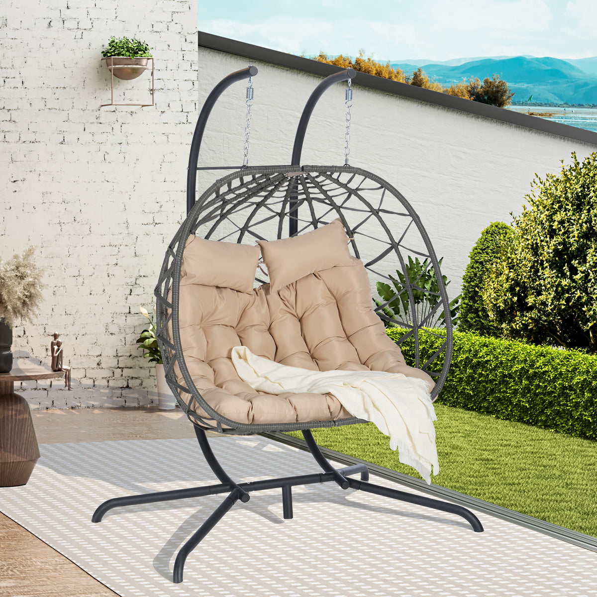 Wicker Outdoor Chair Khaki