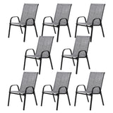 Set of 8 Patio Chairs with Textilene Fabric, Armrest High Back