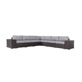 Outdoor Sectional Sofa HDPE Wicker Brown Fully Assembled Seats 6
