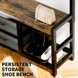 33.1" Wide Hall Tree with 2 Movable Drawers, Shoe Storage, Shelves