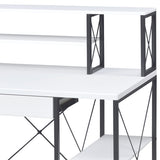 Writing Desk - Wood & Metal Sled Base - White - 47" Top with Drawer