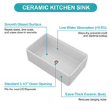 33" White Farmhouse Kitchen Sink Workstation