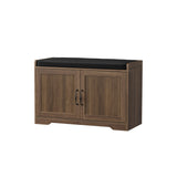 Walnut Entryway Shoe Bench with Double Doors 31.5