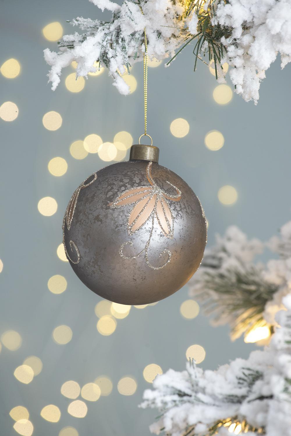 4.7" Glass Christmas Ball Ornaments, Set of 4