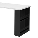 K&K 82.7 inch Kitchen Island with Extendable Dining Table for 4-6 Person,Faux Ma