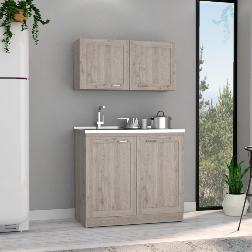 Zurich Light Gray Cabinet with Two Shelves