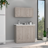 Zurich Light Gray Cabinet with Two Shelves