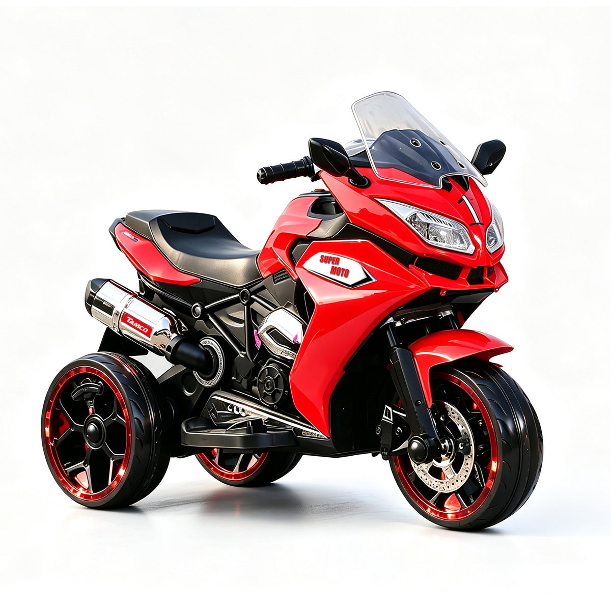 12V Electric Motorcycle for Kids 3-6 Years  Large 41' Ride-On Trike with LED Glo