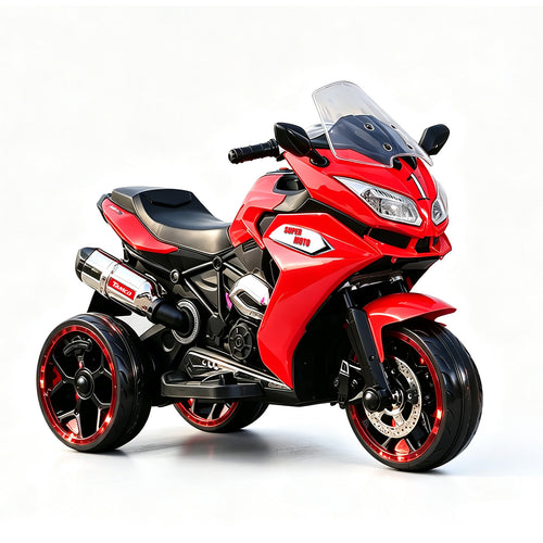 12V Electric Motorcycle for Kids 3-6 Years  Large 41' Ride-On Trike with LED Glo