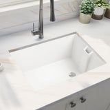 White Ceramic Single Bowl Kitchen Sink 23.6" L x 18" W