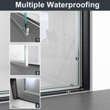 32"W x 72"H Frameless Circular Pivot Shower Door in Matte Black With 1/4" (6mm)