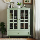 Minimalism Buffet Cabinet with Double Glass Doors and Drawer