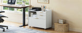 Mobile Office File Cabinet with Charging Station & Multi Drawers, Open Storage C