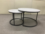 Round Wood Nesting Tables Set of 2 White