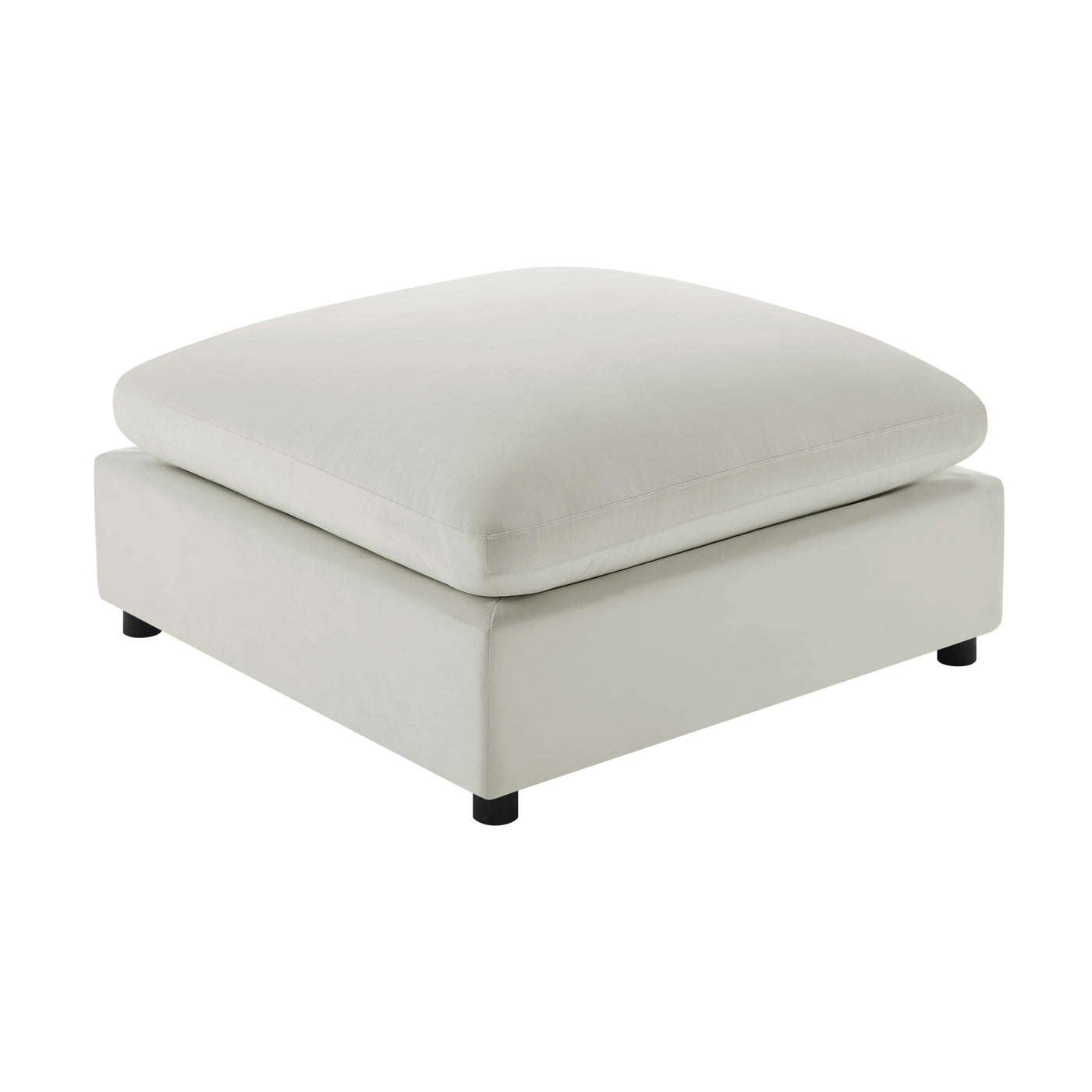 Caylie Ivory Fabric Ottoman with Removable Covers
