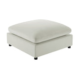 Caylie Ivory Fabric Ottoman with Removable Covers