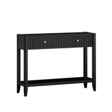 Engineered Wood Console Table with Storage Black