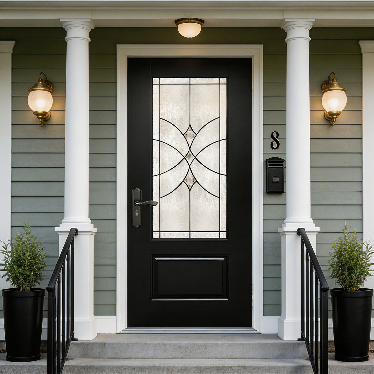 36"x80" Fiberglass Front Door with White 4-9/16" PVC Frame