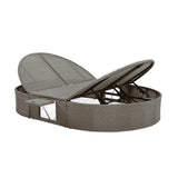 Outdoor Reclining Daybed Rattan Gray 3-Position Adjustable