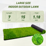 Realistic Deluxe Artificial Grass Synthetic Thick Lawn Turf Carpet (7 FT x15 FT