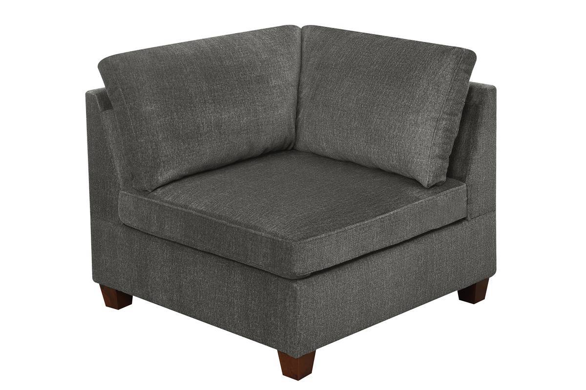 Grey Chenille Fabric Modular Corner Wedge Sectional Sofa
