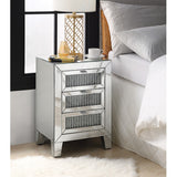 Mirrored Accent Table - Faux Diamond Inlay - Three Drawers