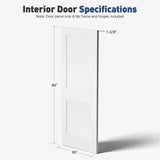 30 in. x 80 in. x 1-3/8 in. Shaker White Primed 2-Panel Wooden Interior Door