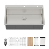 33 Drop In Kitchen Sink - 33 x 22 x 9 Stainless Steel Drop In Sink Ledge