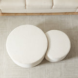 Round Corduroy Nesting Tables Set of 2 Beige
