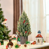 HOMCOM 18' Tall Unlit Miniature Snow-Flocked Tabletop Artificial Christmas Tree,