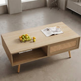 Solid Wood Coffee Table with Storage Natural