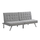 Modern Grey Sofa Bed Faux Linen 68 Inches Wood Frame