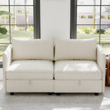 2-Seat Chenille Loveseat with Storage Beige 68"