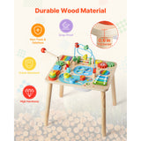 Montessori Activity Table for Toddler 1-3 Years Old, 13 in 1 Wooden Learn Activi