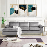Velvet Chaise Sofa with Chaise Gray 101"