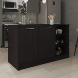 Ginger Kitchen Island 3 Shelves 2 Cabinets White Black