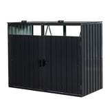 Outdoor Garbage Bin Shed Galvanized Steel Charcoal 2 Cans