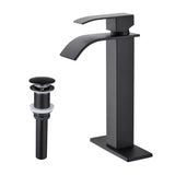 Waterfall Spout Single Handle Bathroom Sink Faucet Pop-Up Drain