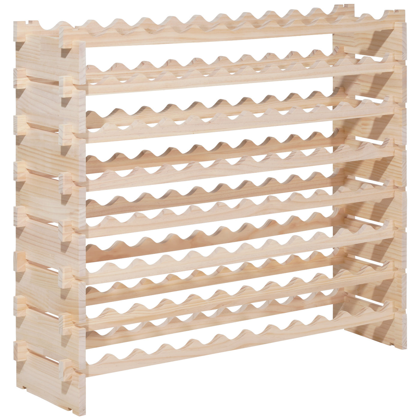 96 Bottle 8-Tier Stackable Modular Wood Wine Rack