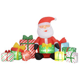Outsunny 4.4' Christmas Inflatables Santa Claus and Gift Boxes with White LED Li