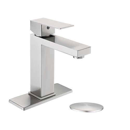 Single Handle Stainless Steel Bathroom Sink Faucet